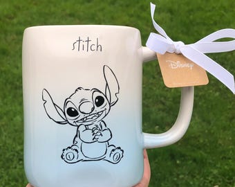 Taza Rae Dunn Disney Lilo & Stitch Azul Claro Iridiscente