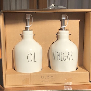 Rae Dunn New Oil & Vinegar Jar Set in Gift Box No Damage Never Used