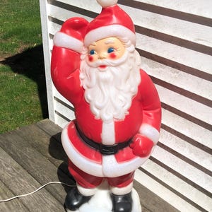Vintage 40&quot; Blow Mold Santa General Foam Christmas Decoration w/ Light Cord