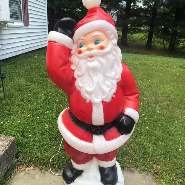 Papá Noel navideño vintage de General Foam, moldeado por soplado, 101,6 cm de altura. Incluye cable para luz.