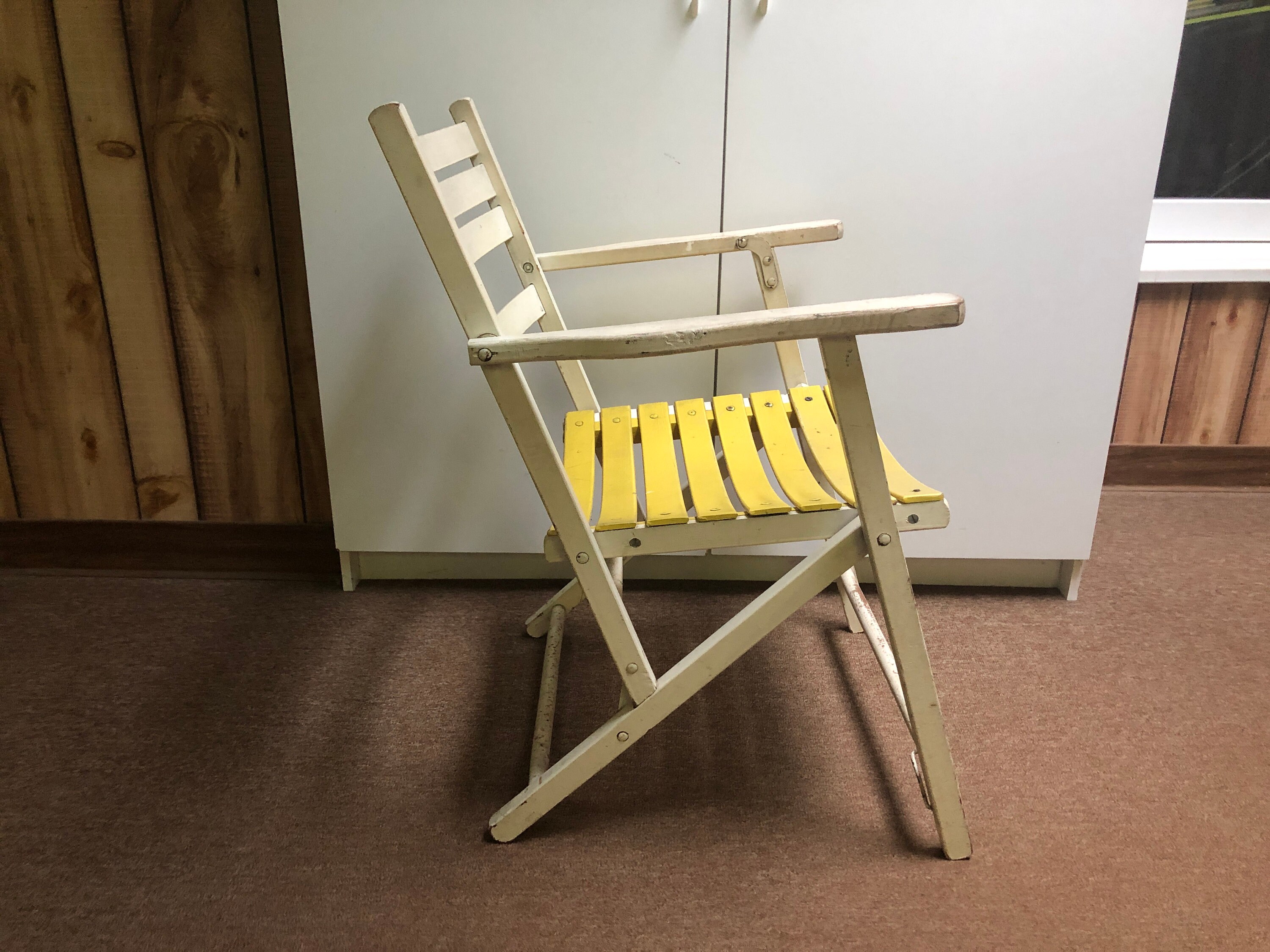 椅子 vintage folding chair Vintage Metal Folding Chair Art Deco Punched Pattern Seat