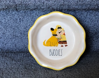 Rae Dunn New Disney Pixar UP Movie Dug the Dog w/ Russell Wilderness Explorer "Buddies" Mini Pie Plate or Baking Dish No Damage Never Used