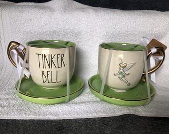 Rae Dunn Disney Tinker Bell Tinkerbell Extra Large Cup and Saucer New & Never Used