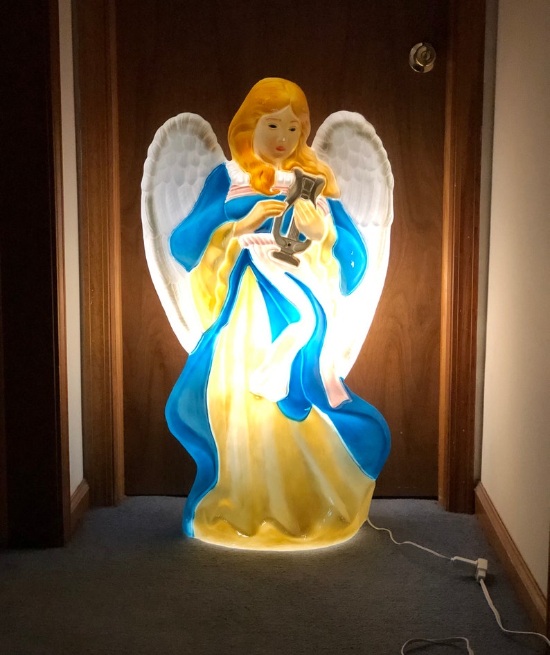 Vintage Santa's Best Christmas Nativity Angel Blow Mold No Etsy