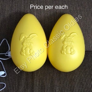 Yellow Easter Egg Blow Mold W/ Bunny Rabbit No Damage General Foam