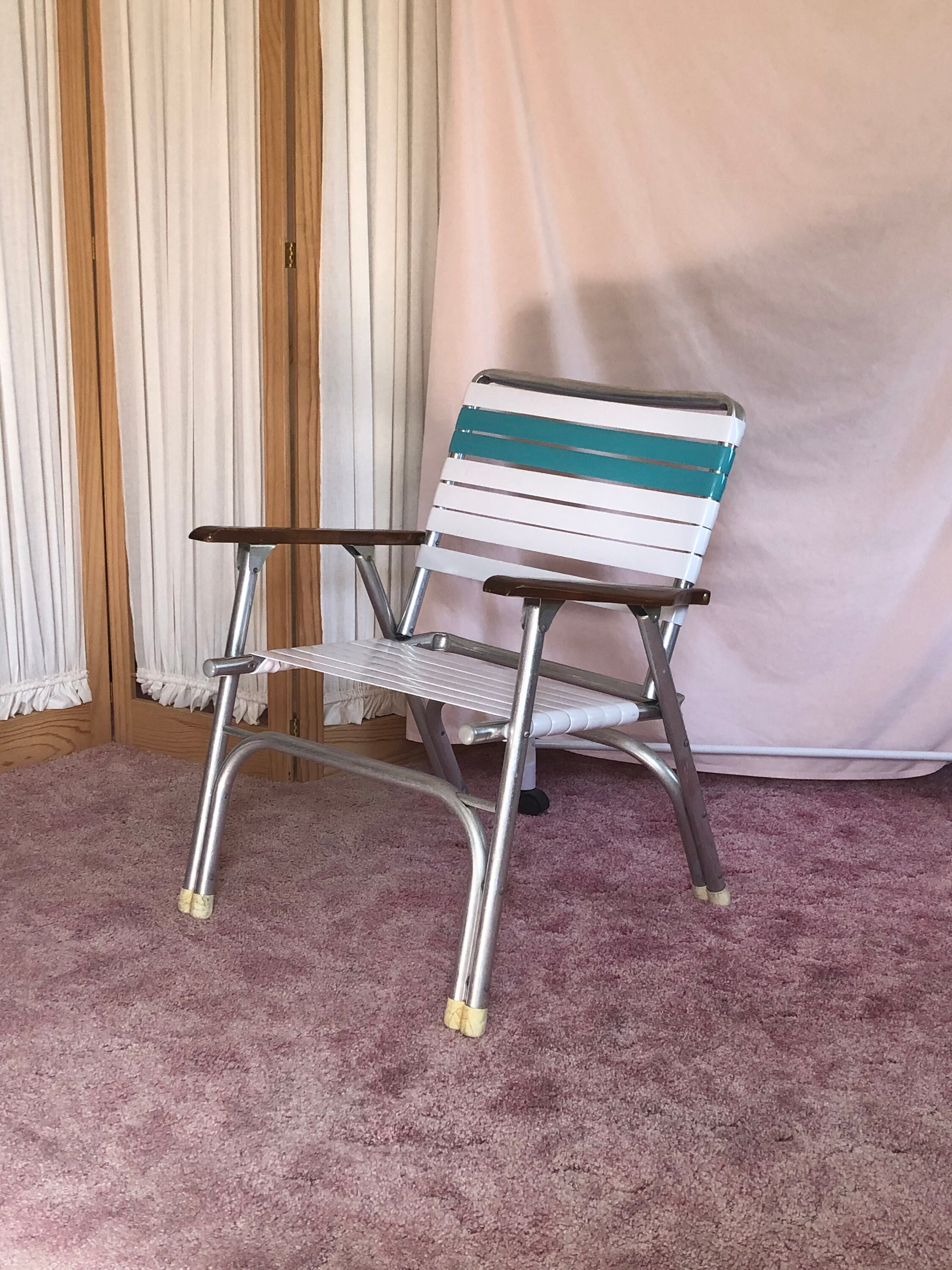 Vintage Telescope Boat Chair Vinyl Straps Patio Lawn Deck Etsy UK