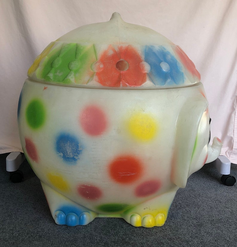 Vintage 1970's Polka Dot Elephant Toy Box Chest & Lid Blow Etsy