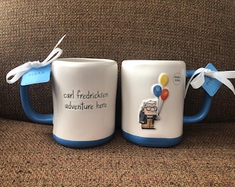 Rae Dunn Disney UP Carl Fredricksen Tasse Blauer Rand