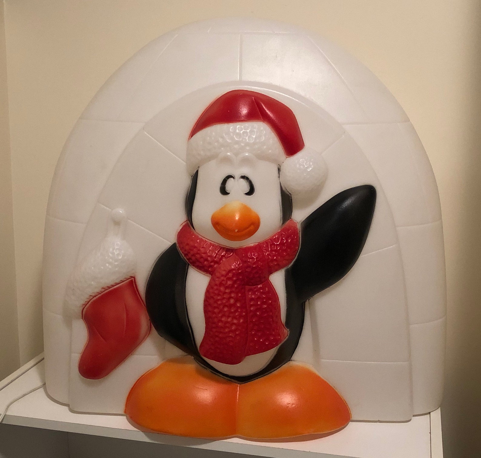 Vintage Christmas Blow Mold Penguin & Igloo General Foam | Etsy
