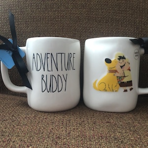 Rae Dunn New Disney Pixar Up Movie &quot;Adventure Buddy&quot; Mug w/ Dug the Dog & Russell Wilderness Explorer Yellow Interior No Damage Never Used