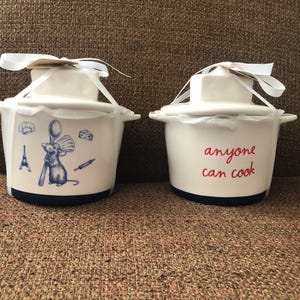 Rae Dunn New Disney Pixar Ratatouille Mini Baking Dish "Anyone Can Cook" w/ Remy the Mouse No Damage Never Used