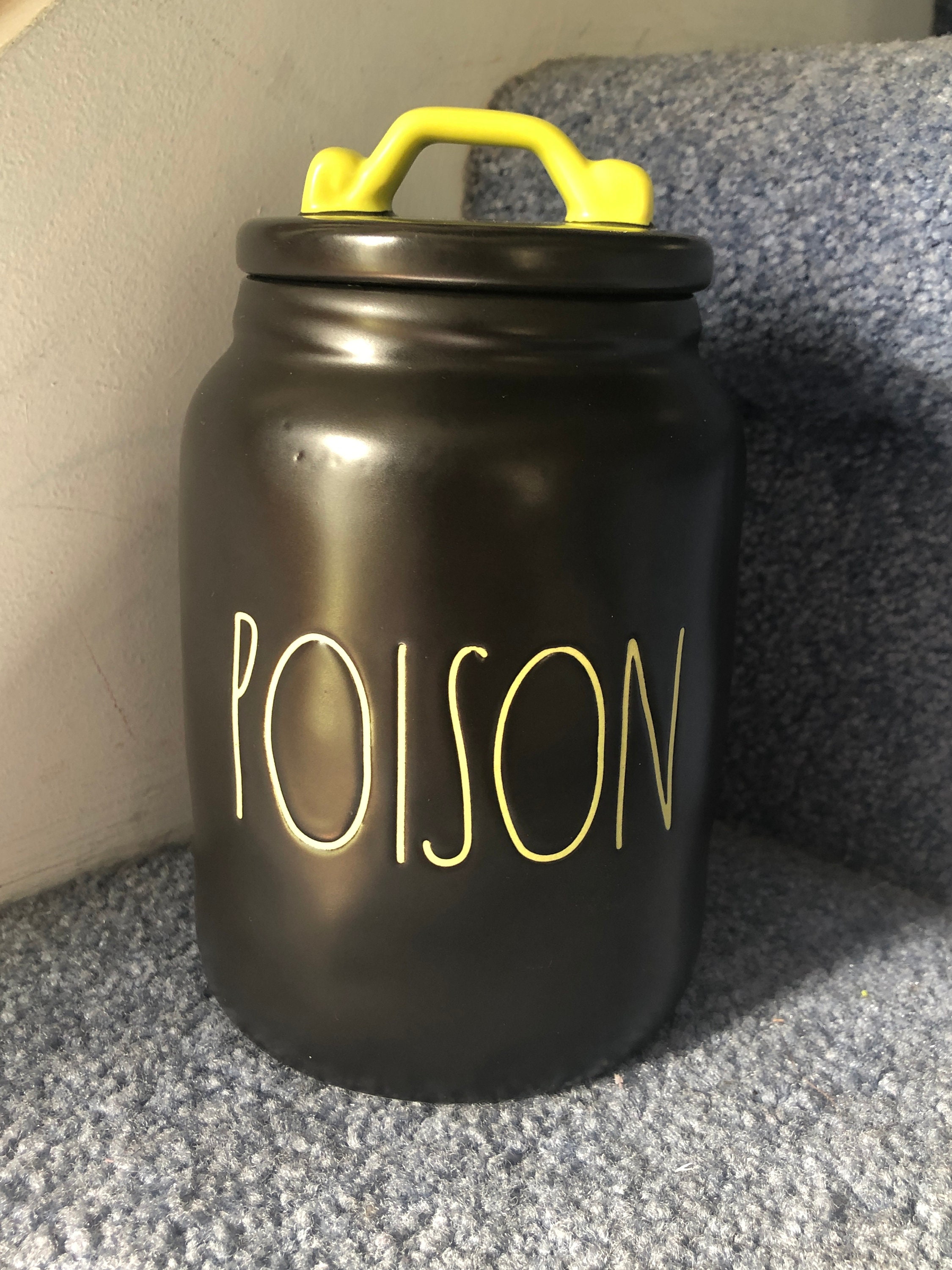 Rae Dunn Halloween Poison Black and Green Canister 8