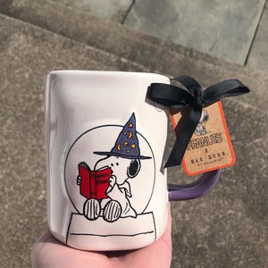 Rae Dunn New Peanuts Snoopy Magic Potion Halloween Mug Purple Handle & Interior No Damage Never Used