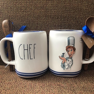 Rae Dunn New Disney Ratatouille "Chef" Mug w/ Wood Spoon in Handle No Damage Never Used