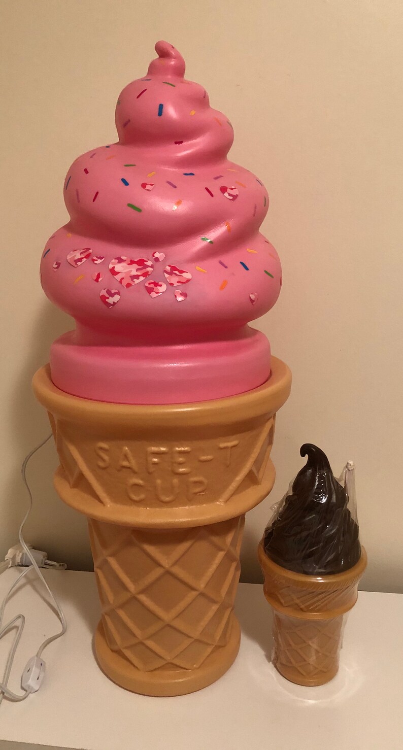 Pink Strawberry Ice Cream Cone Blow Mold Lamp Light 29 Etsy