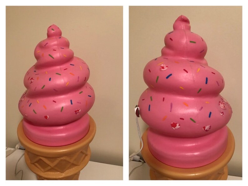 Pink Strawberry Ice Cream Cone Blow Mold Lamp Light 29 Etsy