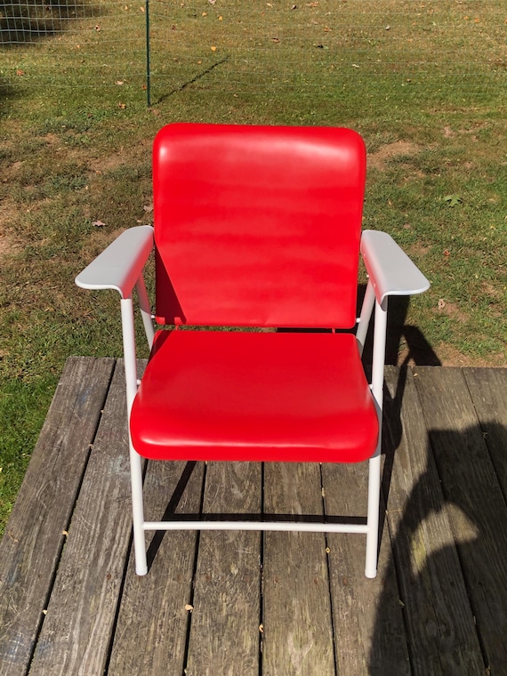 red metal porch chairs