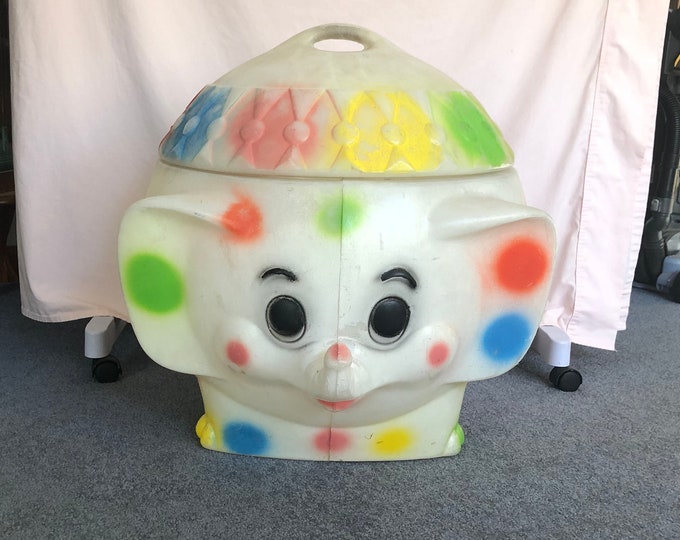 Vintage 1970's Polka Dot Elephant Toy Box Chest & Lid Blow Etsy