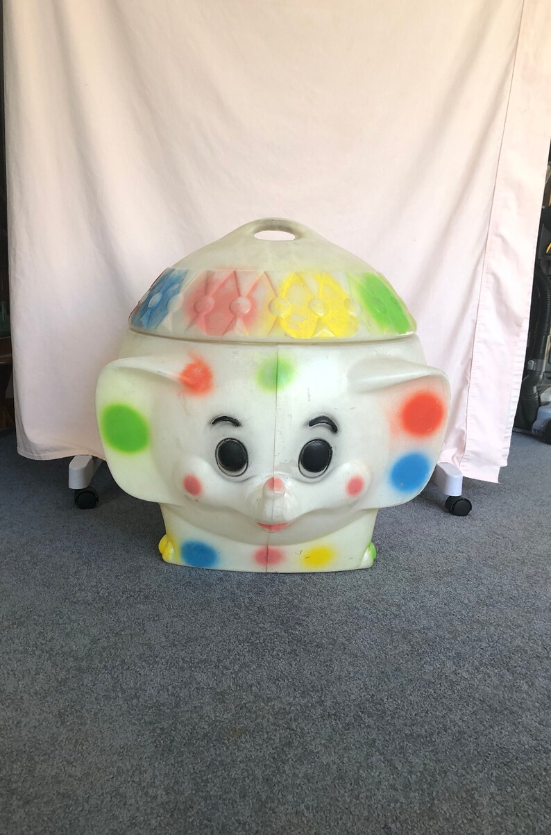 Vintage 1970's Polka Dot Elephant Toy Box Chest & Lid Blow Etsy