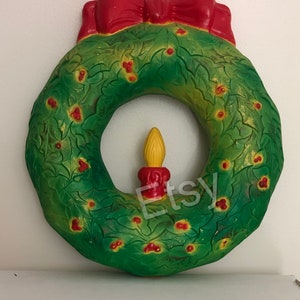 Vintage Union Christmas Wreath Blow Mold Light-Up Holiday Decoration