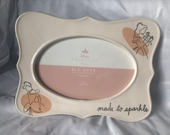Rae Dunn New Disney Princess 4X6 Wall or Tabletop Picture Frame Made to Sparkle Belle Beauty and the Beast Cinderella No Damage Never Used
