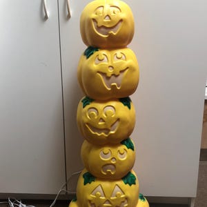 Vintage Halloween Decoratie Blaasvorm Gestapelde Pompoenen 39&quot; Sun Hill