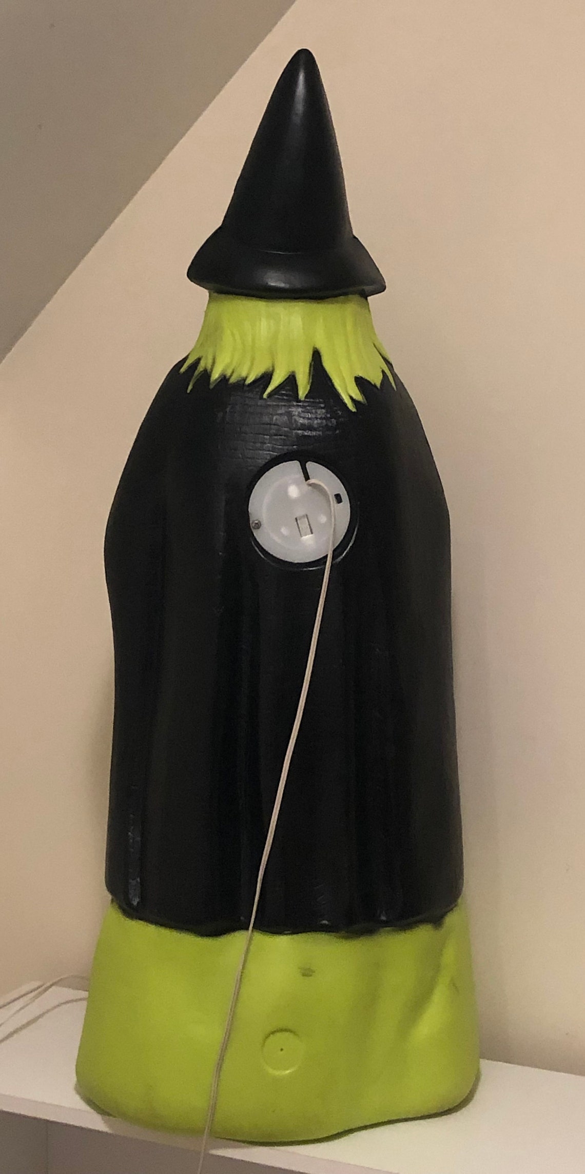 Rare & Vintage Halloween Blow Mold ALL GREEN Witch w/ Broom Etsy