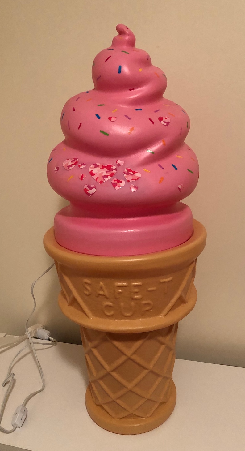 Pink Strawberry Ice Cream Cone Blow Mold Lamp Light 29 Etsy