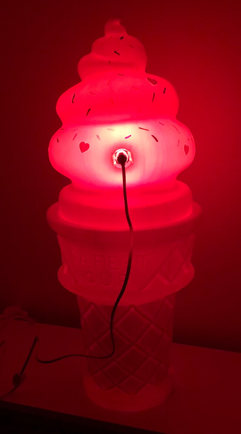 Pink Strawberry Ice Cream Cone Blow Mold Lamp Light 29 Etsy