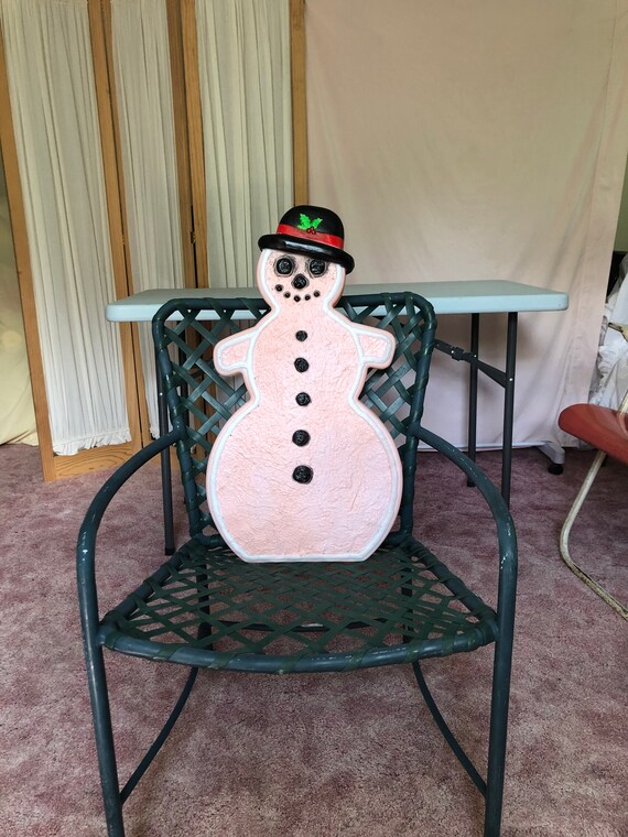 New Old Stock Vintage Christmas 25 White Gingerbread Snowman w Derby Hat Blow Mold Signed Don Featherstone Comes w Light Cord No Damage