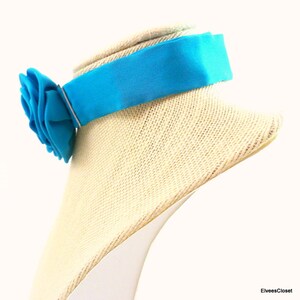 SILK ROSE CHOKER Turquoise Silk Rose Choker by Bancroft New York Women&#39;s All Silk Rose Neck Choker Rich Turquoise Rose 1980s Silk Choker