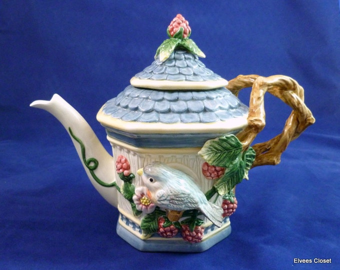 FITZ and FLOYD BIRDHOUSE Teapot Fitz & Floyd Essentials Birdhouse Teapot Fitz and Floyd