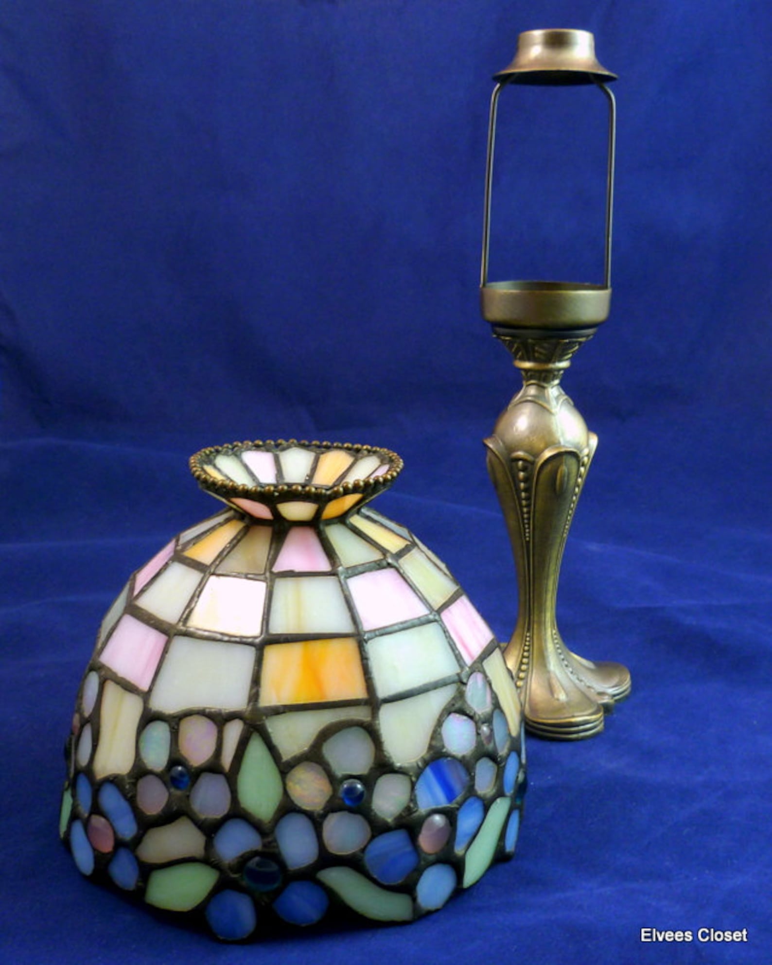 Vintage Retired PARTYLITE HYDRANGEA TIFFANY Style Stained Etsy