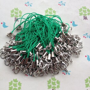 100pcs Green Cell phone straps with white k lobster clasp included. 7cm long.Mobile phone line,Give cell phones some charm.