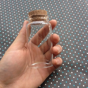 4 Mini glass bottles with corks 46x 90mm