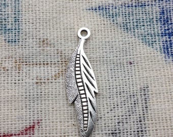 SALE--20 pcs Antique Silver Vintage Style leaves Charm Pendants 9mmx30mm