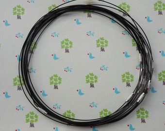 SALE--50pcs 18 pouces 1mm épaisseur noir en acier inoxydable fils collier rond avec ferventes à vis