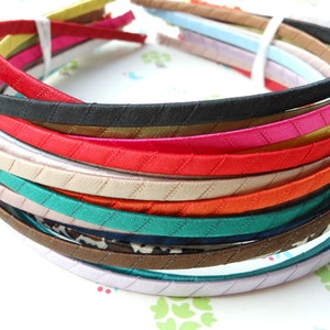 SALE--100PCS (mix colors)Plain Satin Covered Headband 5mm Wide