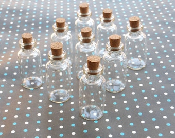 20 Mini bottiglie di vetro con tappi 18x40mm