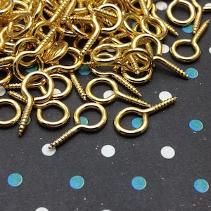 200pcs of 6.5x13mm gold screw nails with 6.5mm eye pins,mini eye screws