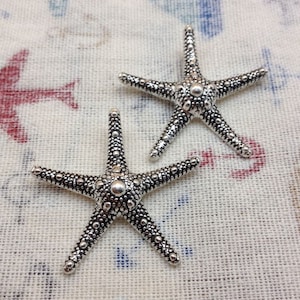 10pcs Antique Silver Starfish Charms Pendants 38mmx38mm