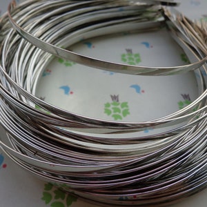 10 pcs 5mm plain silver colored iron metal headband