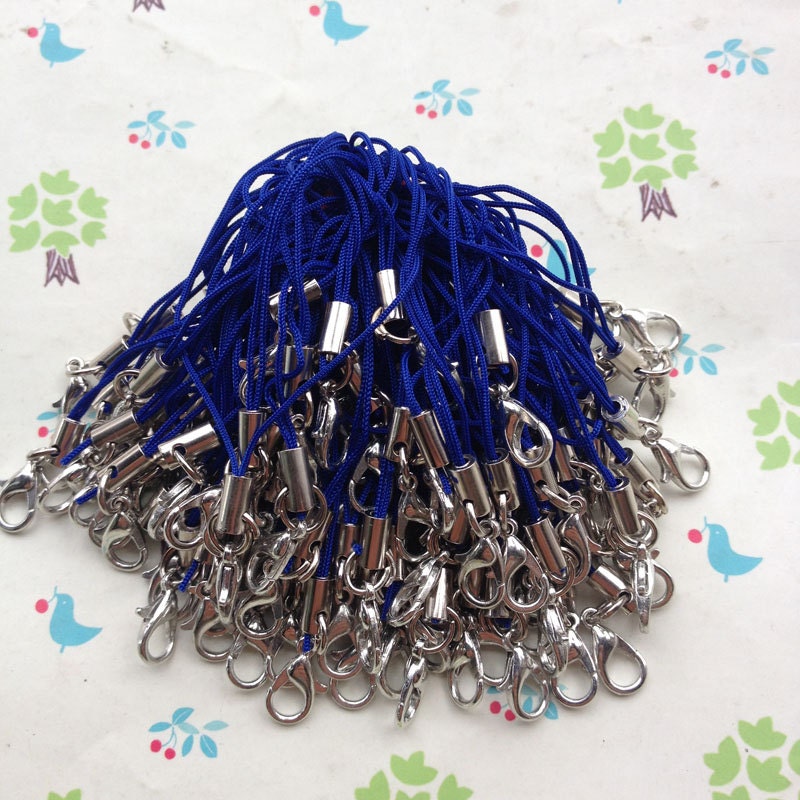 100pcs Royal blue telefono cellulare cinghie con moschettone k bianco includevano. 7cm di lunghezza. Linea di telefonia mobile, telefoni cellulari di