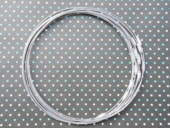 50pcs 18 inch 1mm thickness black stainless steel round choker necklace wires with screw clasps