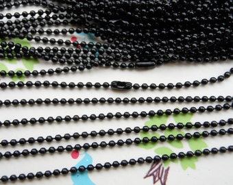 SALE--10 pcs 27inch, 1.5 mm Black Ball Chain Necklaces