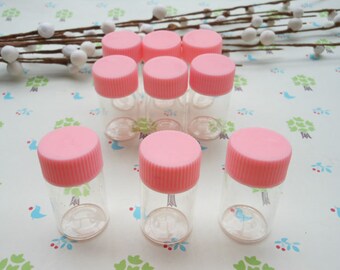 20 pcs  22x 40mmMini glass bottles with pink lid