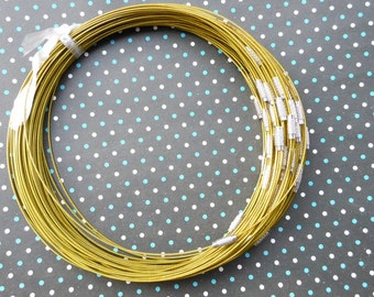 SALE--50pcs 18 inch 1mm thickness yellow stainless steel round choker necklace wires with screw clasps