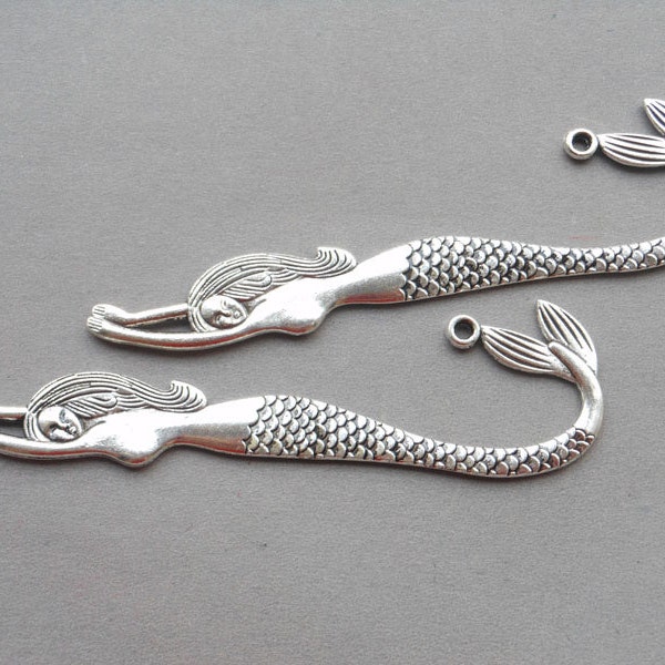 10pcs 120mmx35mm Antique Silver mermaid Bookmarks Metal Bookmarks Curved Bookmark