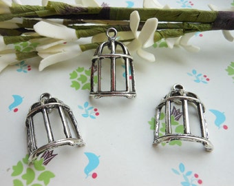 20pcs 30x25mm Antique Silver Cage Charm Pendants jewelry making findings wholesale