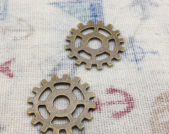 20pcs 25mm Sawtooth charm Large Gear or Cog Charms Ancient Bronze Stamp Blank